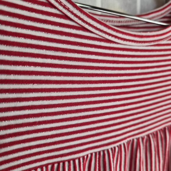 2 Striped Short Sleeve Tops Black and Red Sz S - Picture 3 of 4